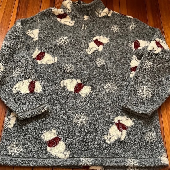 Vintage The Disney Catalog Winnie the Pooh Sherpa 1/4 Sweatshirt Sz S - Picture 1 of 7